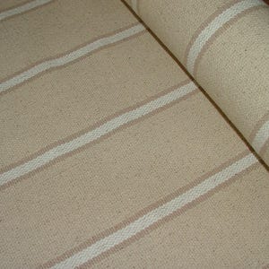 Tessuto per tappezzeria di tende e cuscini in cotone a righe beige Saint Raphael French Grain Sack
