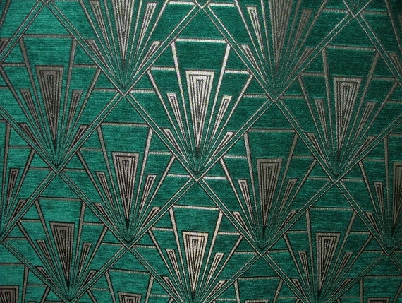 Gatsby Turquoise (lalique) Art Deco Velvet Chenille Fibre