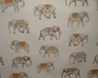 Jaipur Elefante Indio Natural 100% Algodón Cortina Tapicería Cojín Persiana Tela