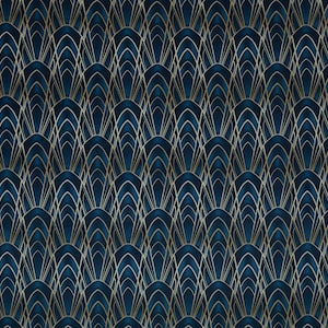 Chrysler Sapphire Blue Art Deco Soft Plush Velvet Fabric Curtain Upholstery Settee Cushion Use
