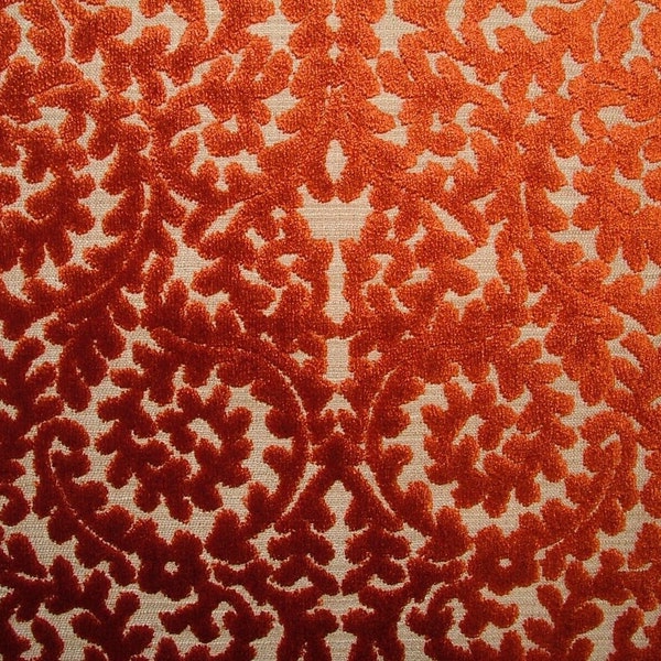 Indiene Henna Orange Extra Thick Velvet Fabric Curtain Upholstery Cushion Use