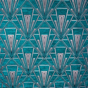 Gatsby Teal (Plaza) Art Déco Velluto Ciniglia Fibra Naturelle Tenda Tappezzeria Tessuto cieco