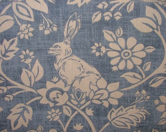 Heide Hase Und Spiel Vögel Indigo Baumwolle Designer Vorhang Polsterstoff