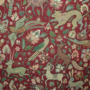 Bordeaux - Tudor Forest Tapestry Vintage Fabric - Curtain Upholstery Cushions Table Runner