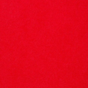 May include: A solid red felt fabric with a smooth, even texture.