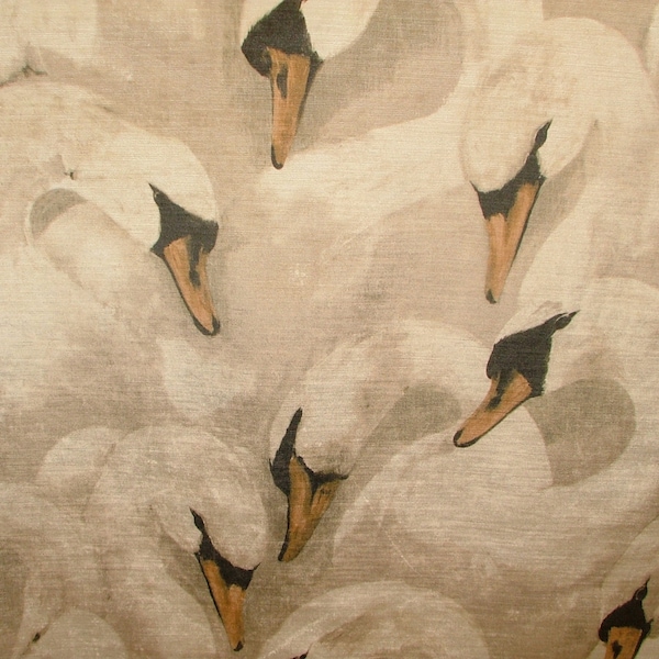 Majestic Swans Sand Extra Thick Velvet Fabric Curtain Upholstery Cushion Use