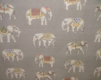 Jaipur indio elefante gris 100% algodón cortina tapicería cojín tela ciega