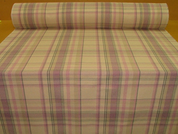 Elgin Pink Mauve Wool Effect Thick Tartan Upholstery Curtain Designer Fabric 