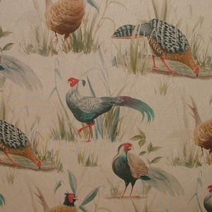 Game Birds Linen Fabric Curtain Cushion Upholstery Craft Roman Blind Multi Use