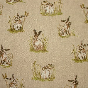 Mini estampados Liebres Country Side Animales Lino Look Tela Cortina Tapicería