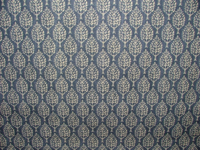 Spruce Tree Sapphire Blue Cotton Curtain Upholstery Cushion Roman Blind Fabric image 6