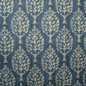 Spruce Tree Sapphire Blue Cotton Curtain Upholstery Cushion Roman Blind Fabric image 8