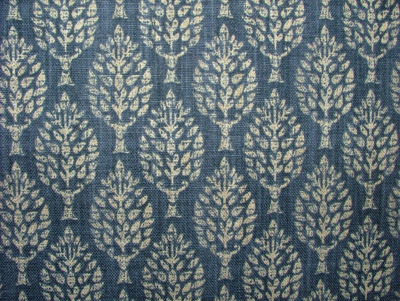 Spruce Tree Sapphire Blue Cotton Curtain Upholstery Cushion Roman Blind Fabric image 8