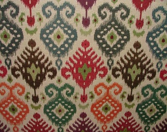Ikat Kilim Tapestry Fabric Curtain Upholstery Cushion Soft Furnishing Multi Use