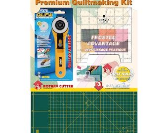 Alfombrilla de corte rotativa de primera calidad Olfa RTY-ST\QR-rc, kit para hacer colchas (incluye regla y cortador rotativo), color verde