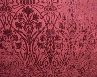 Art Nouveau Carmine Red Thick Chenille Fabric Curtain Upholstery Quilting Morris