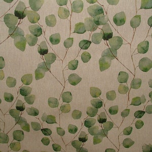Eucalyptus Tree Leaf Green Linen Cotton Fabric Curtain Cushion Upholstery Craft Blind