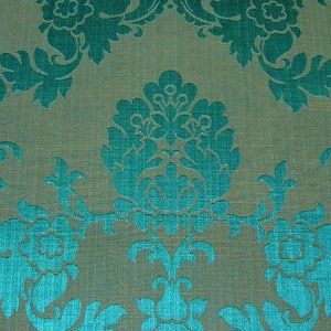 Teal Madagascar Designer Curtain Brocade Damask Upholstery Cotton Fabric