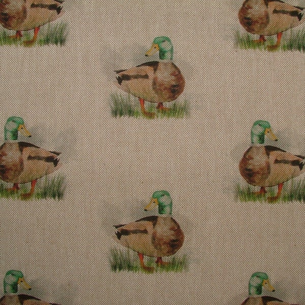 Mallard Ducks Cotton Rich Linen Fabric Curtain Cushion Upholstery Roman Blinds