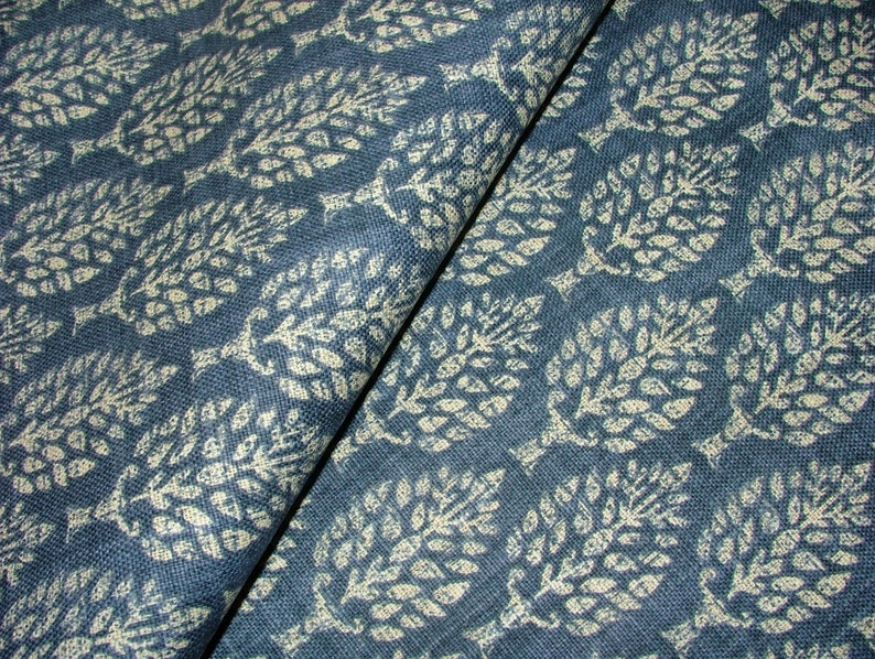 Spruce Tree Sapphire Blue Cotton Curtain Upholstery Cushion Roman Blind Fabric image 2