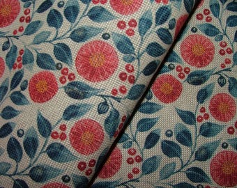 Petite Floral Linen Fabric DAHLIA Cotton Rich Curtain Cushion Upholstery Blinds