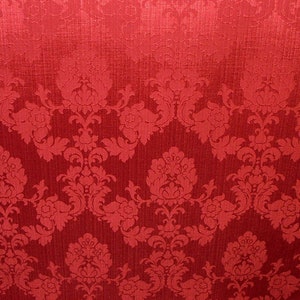 Cherry Red Madagascar Designer Curtain Brocade Damask Upholstery Fabric