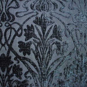 Art Nouveau Indigo Blue Thick Chenille Fabric Curtain Upholstery Quilting Morris