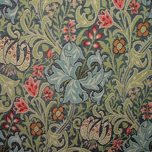 William Morris Golden Lily Blue Tapestry Curtain Upholstery Cushion Blind Fabric