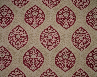 Tela de mezcla de lino rubí provenzal para cortinas, cojines, tapicería y persianas. Uso artesanal.