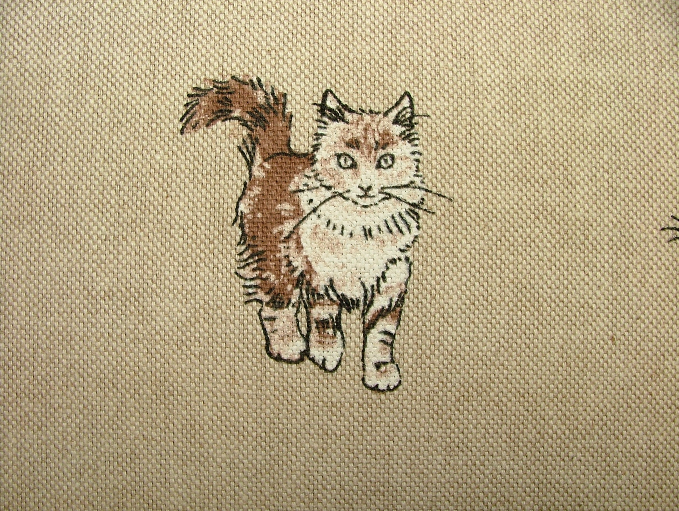 Mini Prints Cats Linen Look Birds Fabric Curtain Upholstery Etsy