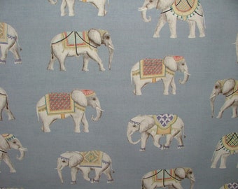 Jaipur Elefante Indio Azul 100% Algodón Cortina Tapicería Cojín Persiana Tela