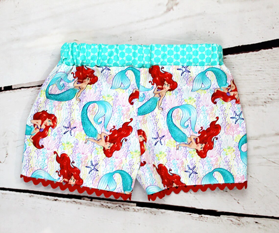 Girls Ariel Shorts Toddler Girls Little Mermaid Shorts Baby Etsy