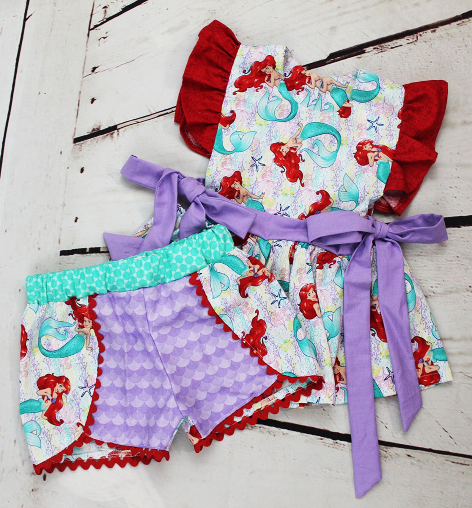 Girls Ariel Shorts Toddler Girls Little Mermaid Shorts Baby Etsy