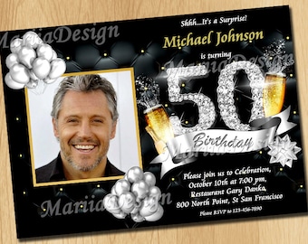 50th birthday invitation for men etsy