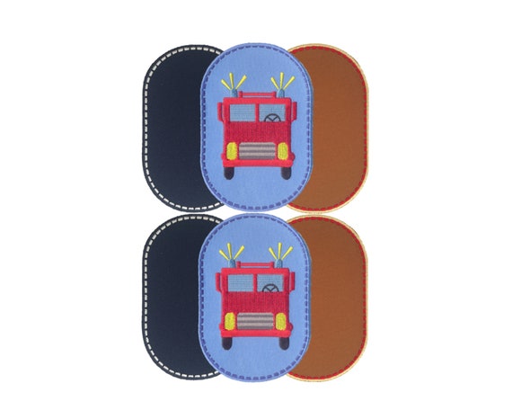 Fire Truck Applique Iron On Knee Patch For Boys Jeans