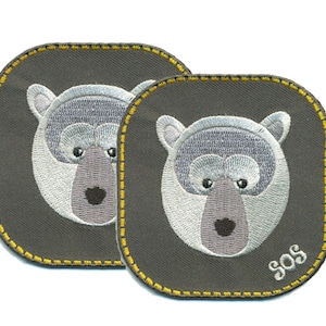 SOS animal patches with embroidered border (sold in pair) - 7 designs : Chimp | Panda | Lion | Gorilla | Tiger | Polar bear | Koala | Lion