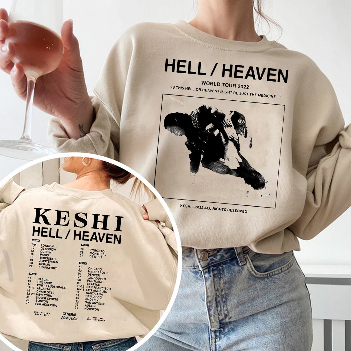 Keshi World Tour 2022 Shirt Keshi Hell Heaven Tour Sweater Etsy