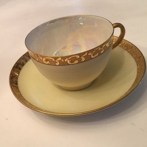 Vintage Austria Yellow and Gold Tea Cup and Saucer Free Shipping KItchen Decor