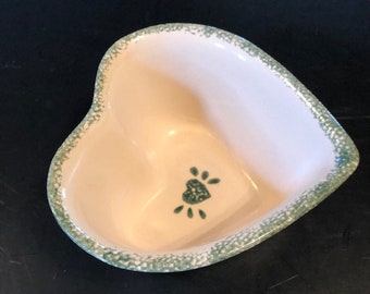 Teamson Heart Shaped Individual Casserole Serving Dish Green Spongeware