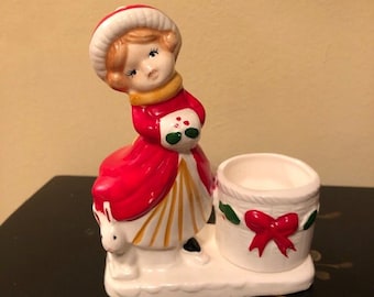 Vintage Noel PIXIE Christmas Candle Holders Letters