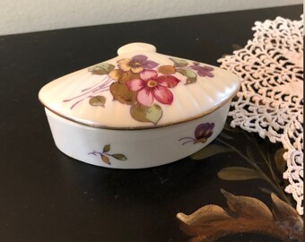 Moss Rose Handled Bowl On Sale Vintage Tilso Oval Dish Floral Basket White with Gold Highlights Ruffled Porcelain