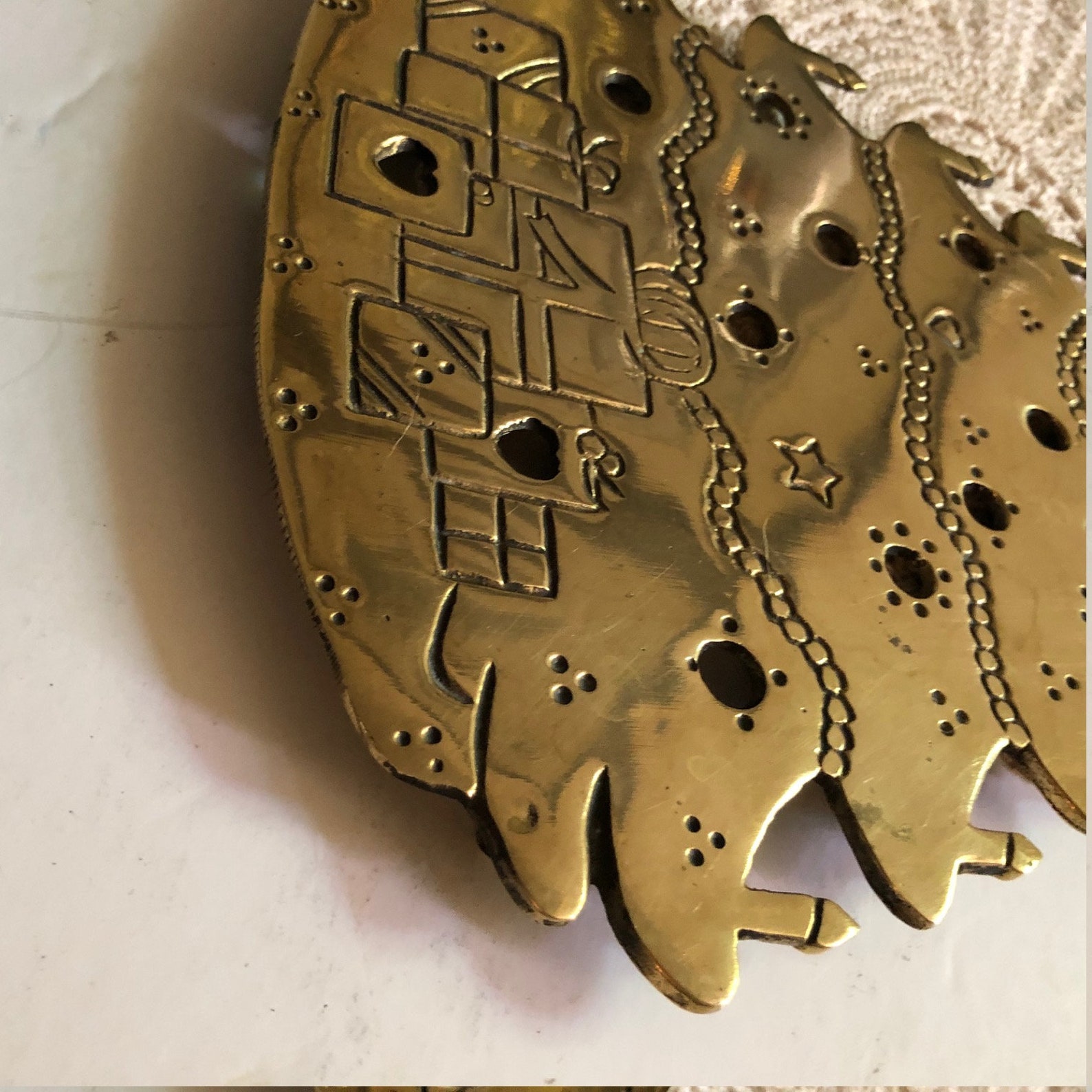 Vintage Lillian Vernon Solid Brass Christmas Tree Trivet Hot Etsy