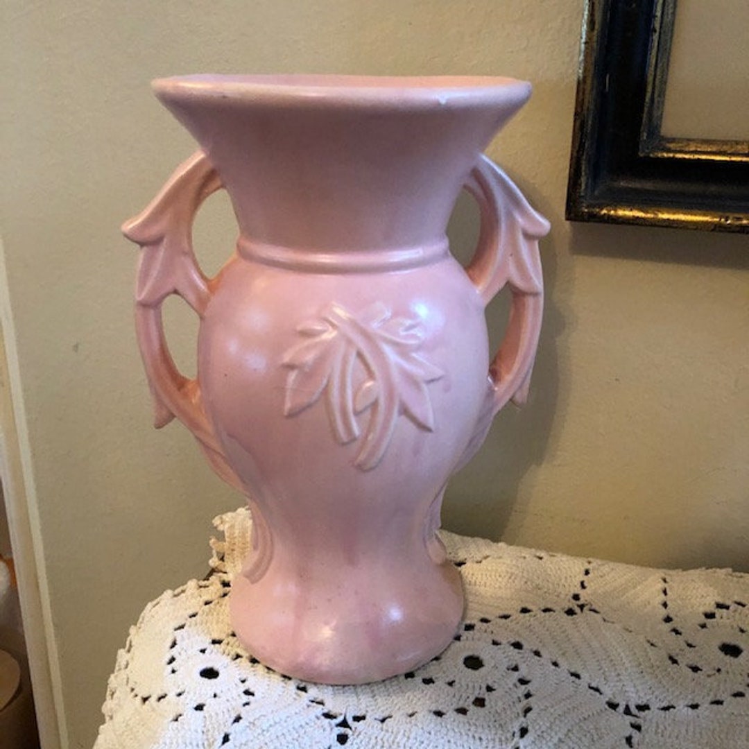 Large Mccoy Art Deco Pink Flower Vase Vintage Ceramic Free Shipping MCM ...
