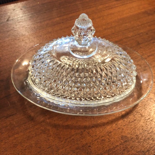 Vintage Covered Oval Butter Dish Elegant Pressed Indiana Glass Etsy