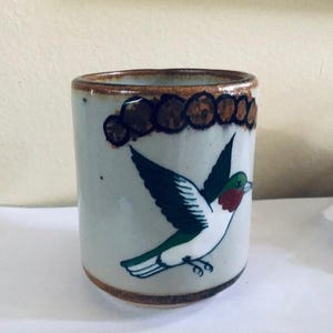 Single Ruby Throated Humming Bird Coffee Mug Tea Cup Made in Mexico Pottery Stoneware