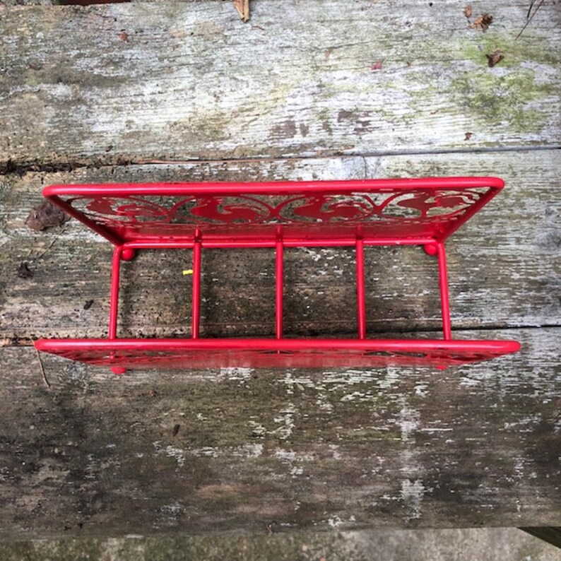 Red Rooster Metal Napkin Holder Vintage Rustic Chicken Country Kitchen Decor Americana