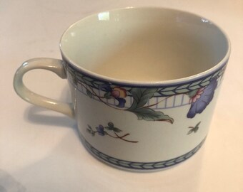 NEW Oneida Fine Porcelain Coffee Cup & Saucer Pattern "BLUE LATTICE" Flowers NEW Oneida Fine Porcelain Coffee Cup & Saucer Pattern "BLUE LATTICE" Flowers