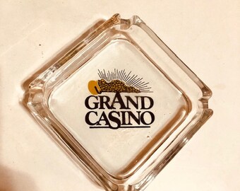 Vintage Grand Casino Square Glass Ashtray Free Shipping Collectible Poker Party Supplies Collector Collectible