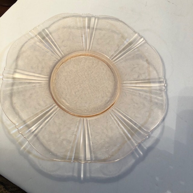 Large Light Pink Depression Glass Round Serving Platter Free Etsy
