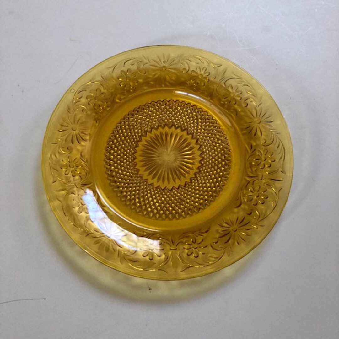 Vintage Indiana Tiara Sandwich Glass Amber Salad Plate Free Shipping